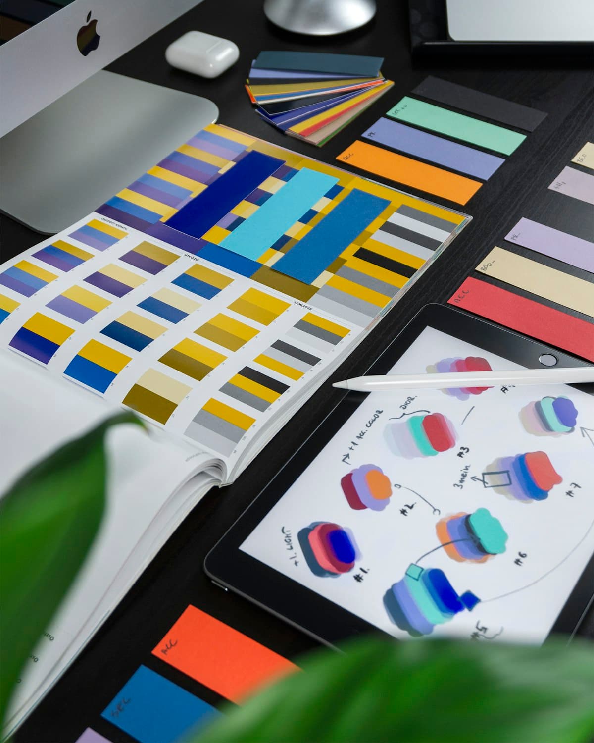 Brand identity color swatches and design materials