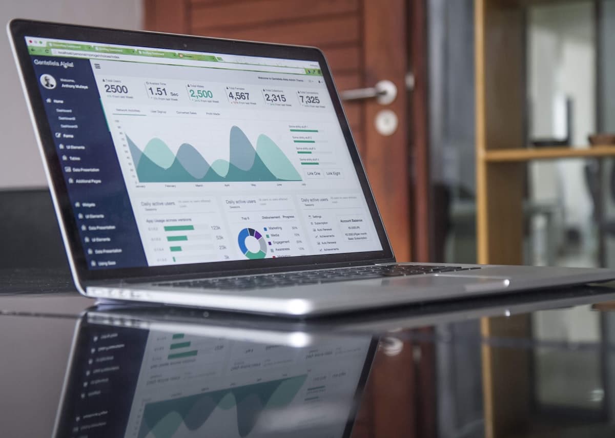 Analytics dashboard on laptop representing website SEO