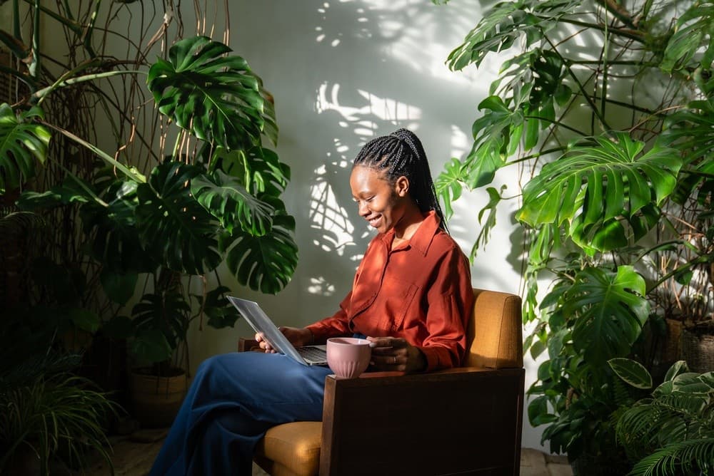 Creative professional at work in a bright studio space