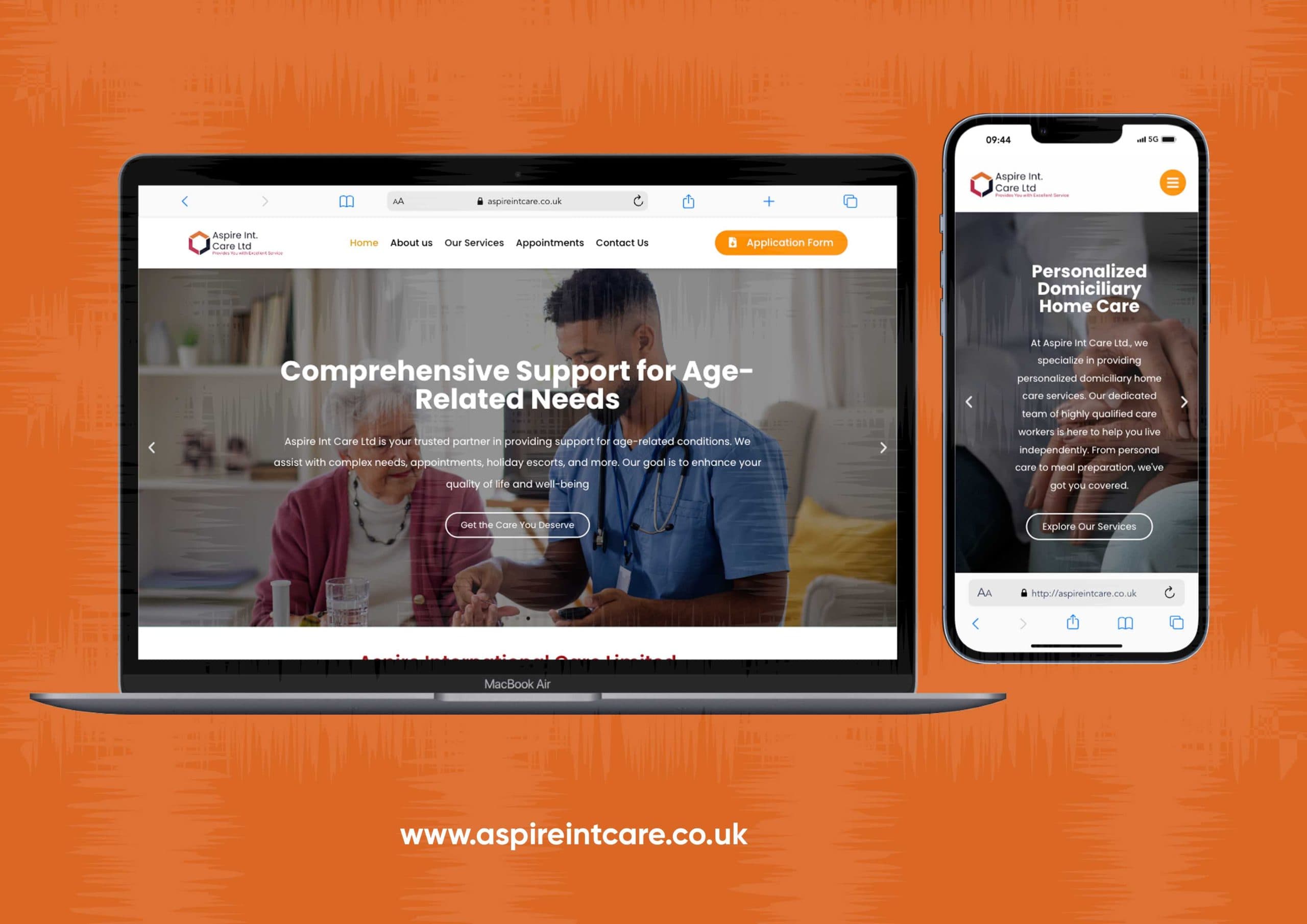 Aspire International Care website project by Tecunit Ghana