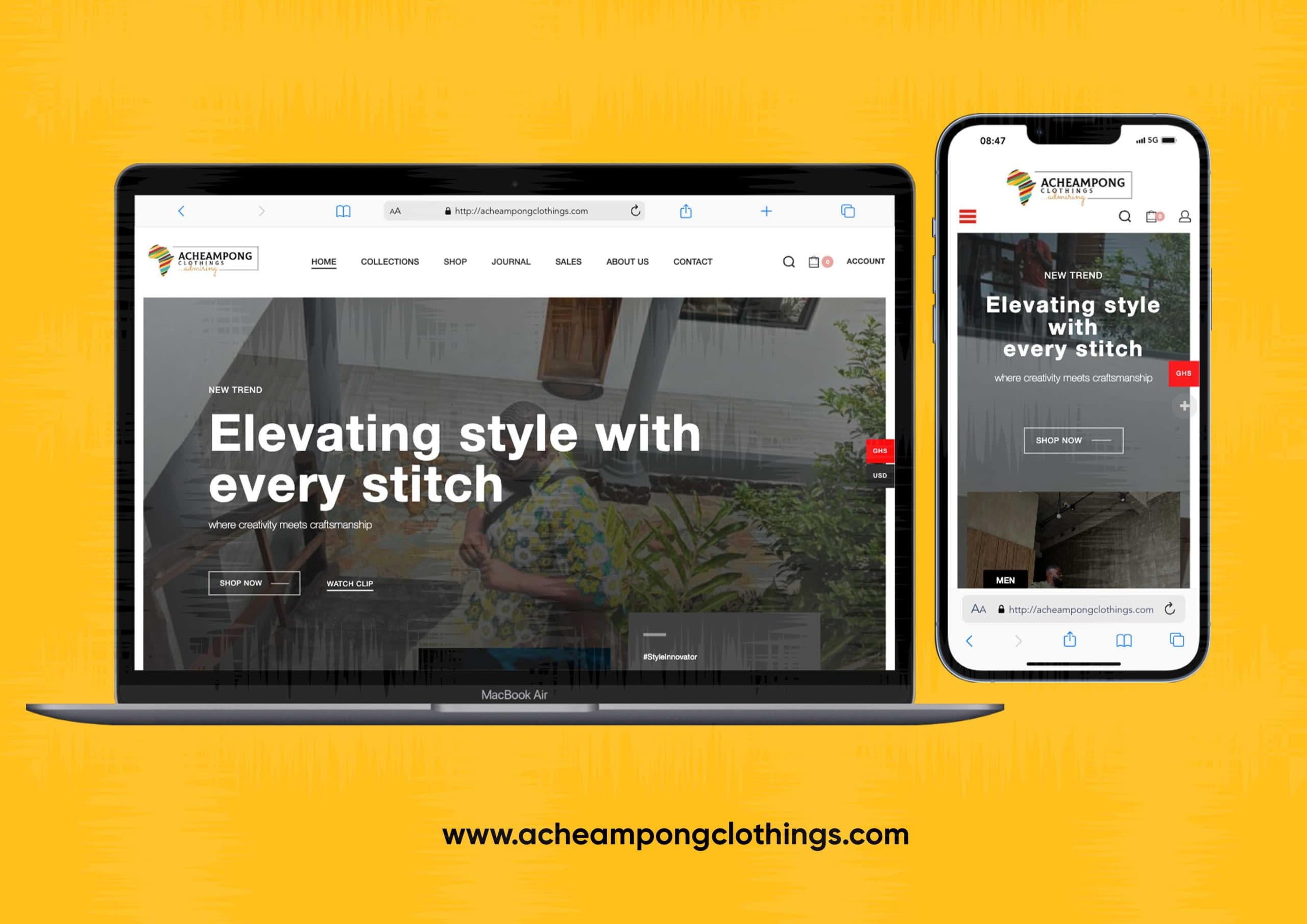 Achempong Clothing website project by Tecunit Ghana