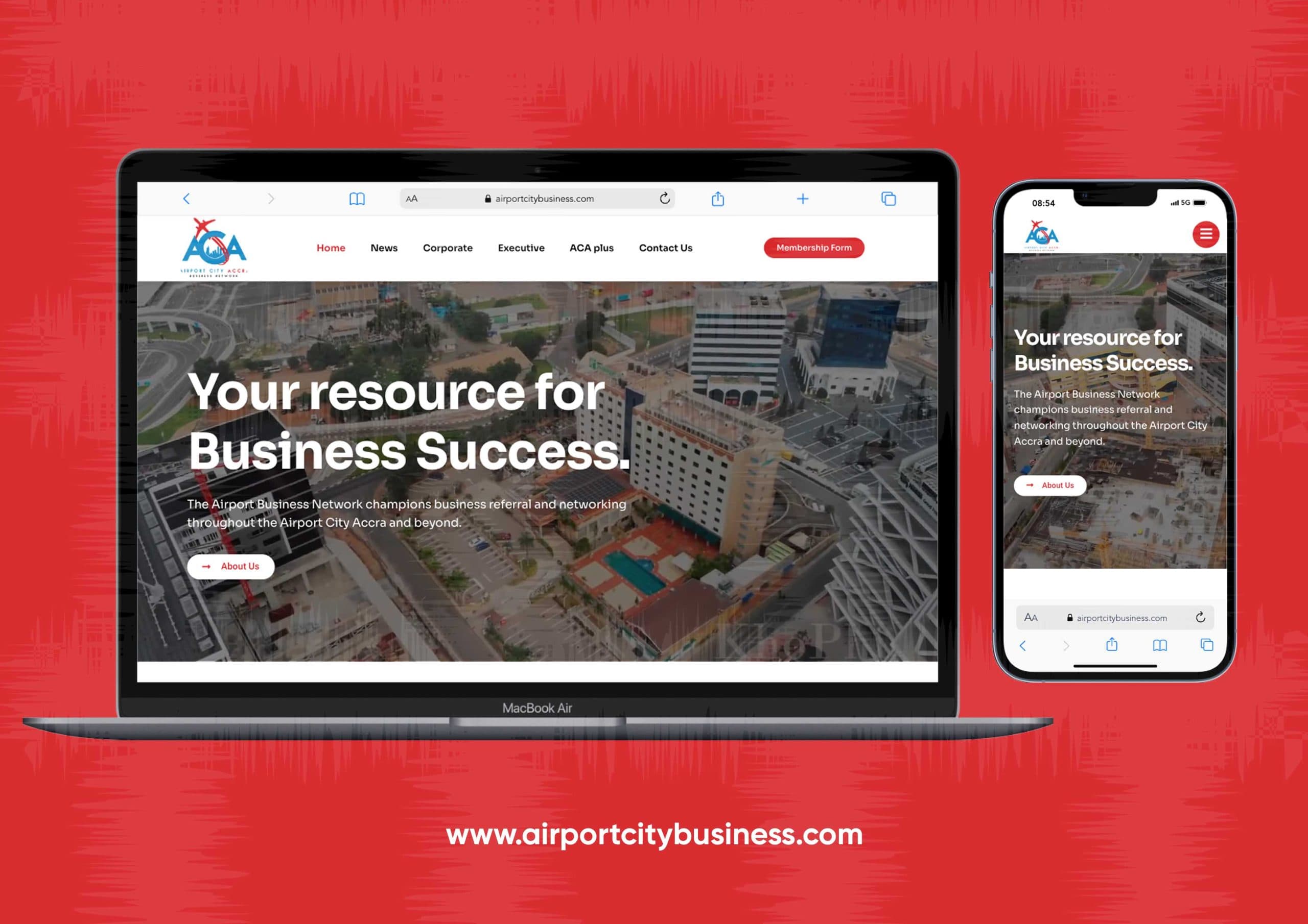 Airport City Business website project by Tecunit Ghana