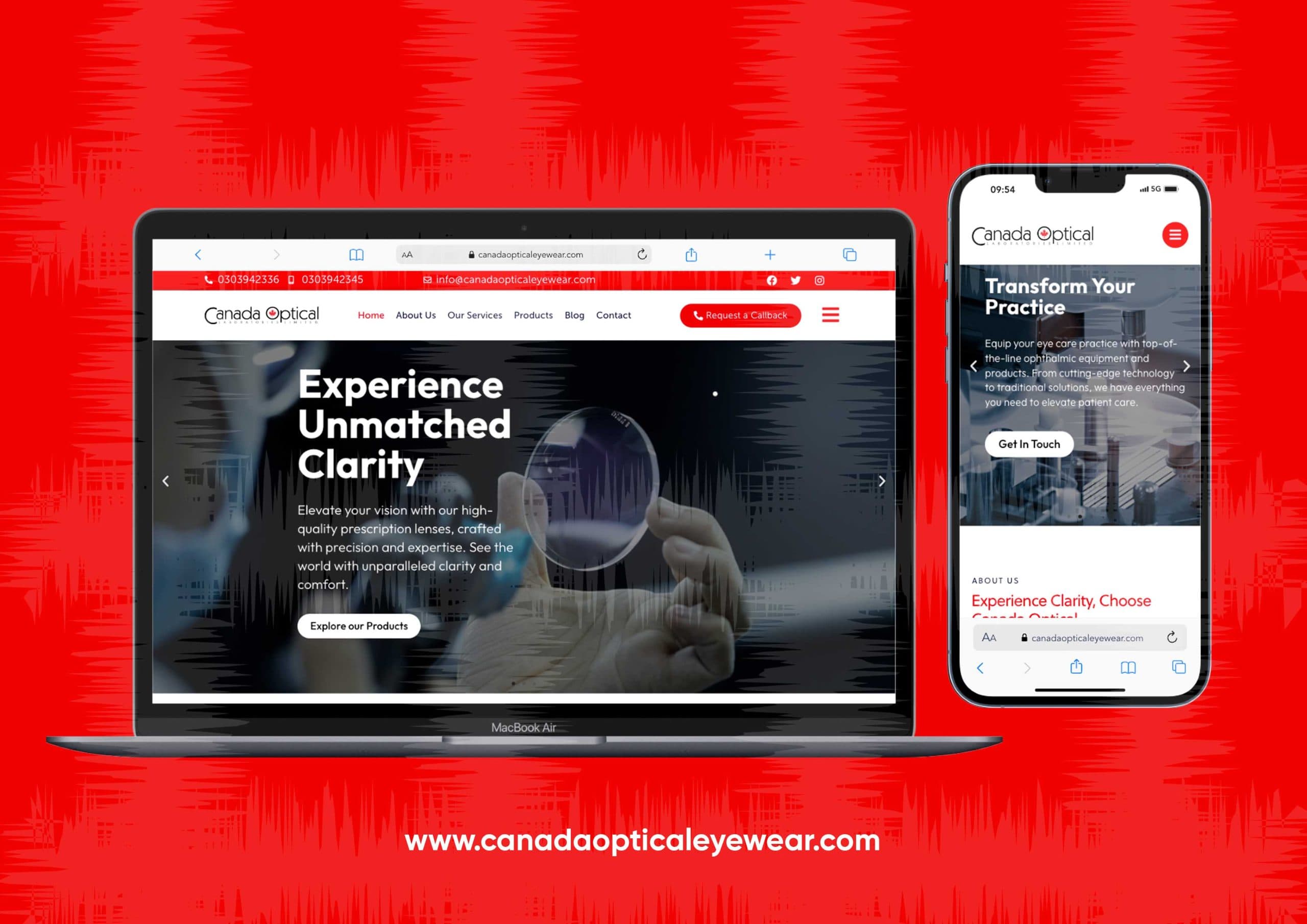 Canada Optical Eyewear website project by Tecunit Ghana