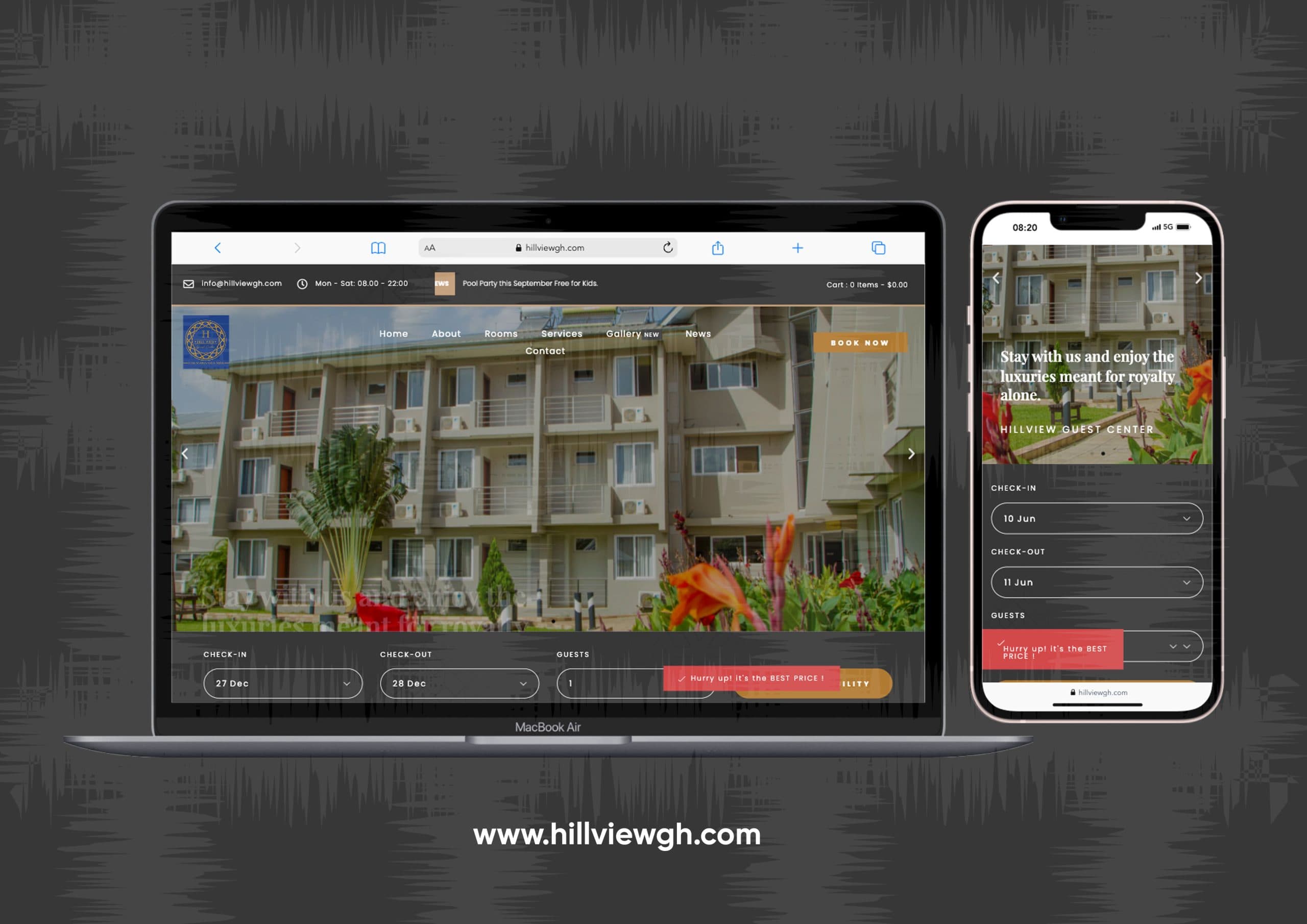 Hillview Hotel website project by Tecunit Ghana