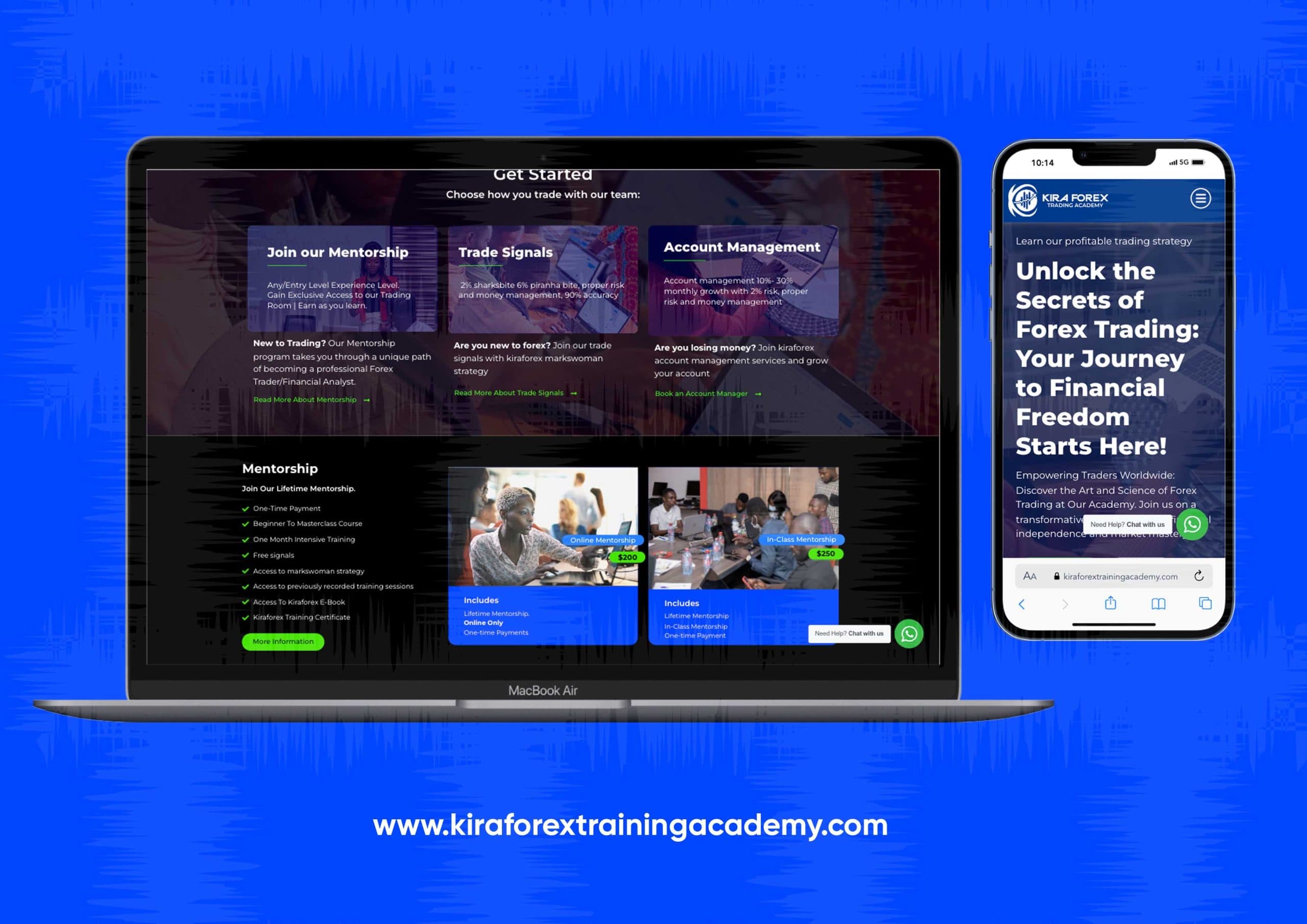 Kira Forex Training Academy website project by Tecunit Ghana