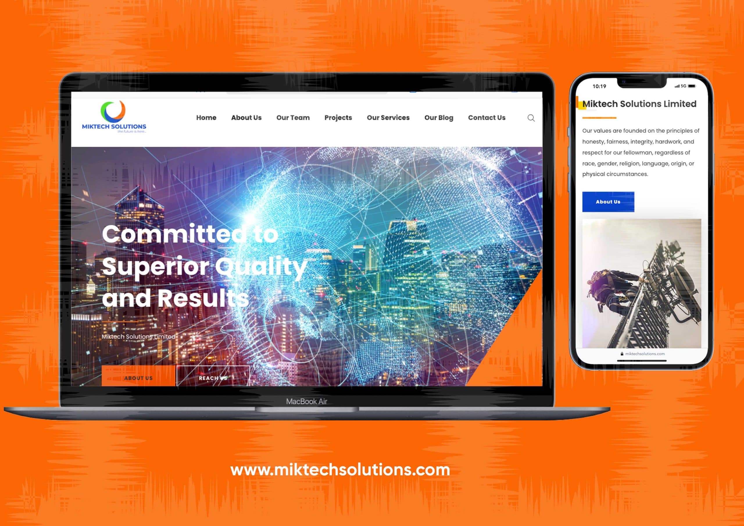 Miktech Solutions website project by Tecunit Ghana