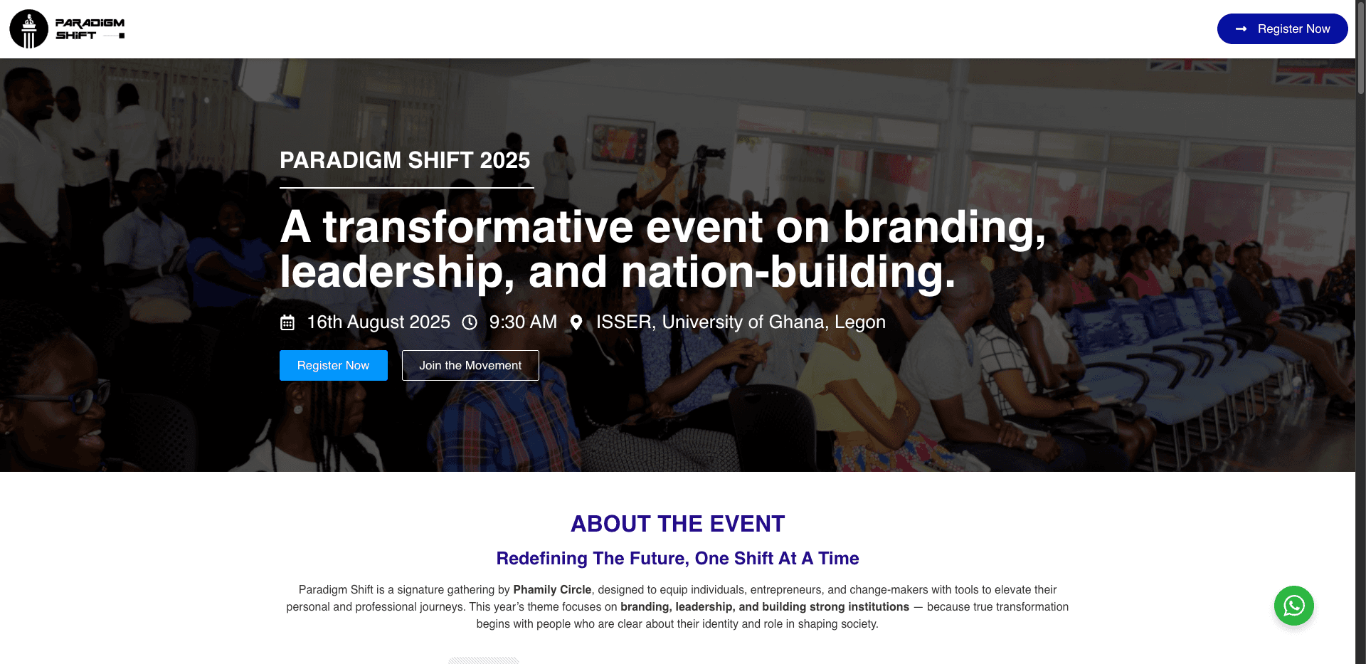 Paradigm Shift website project by Tecunit Ghana