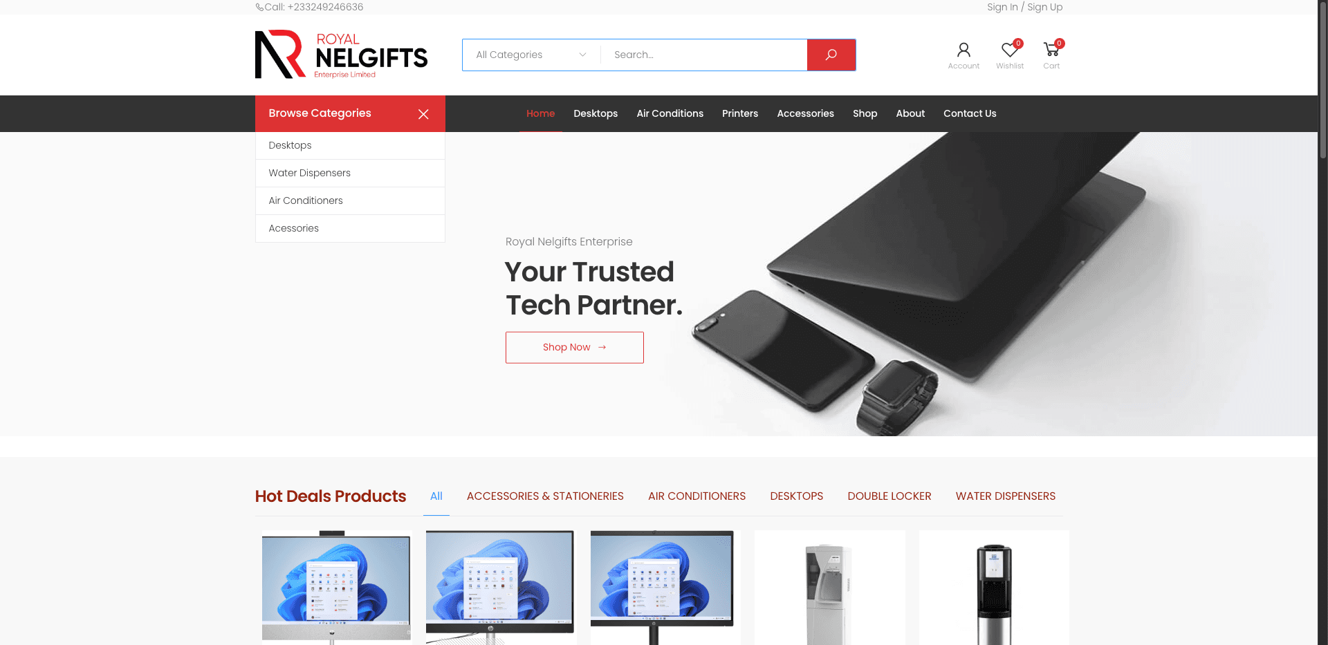 Royal Nelgifts website project by Tecunit Ghana